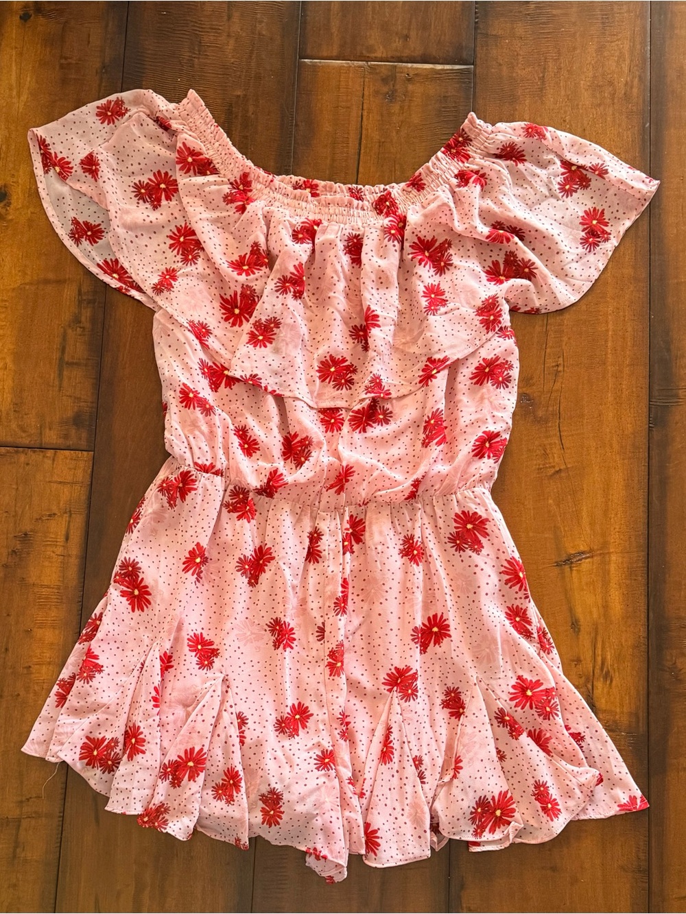 Sugarlips Blush Pink Off-Shoulder Floral Romper